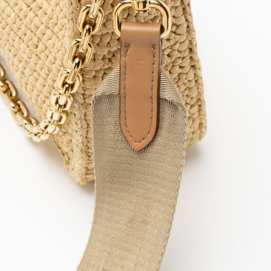 Prada Crochet Raffia Re-Edition 2005 Crossbody Bag - Beige