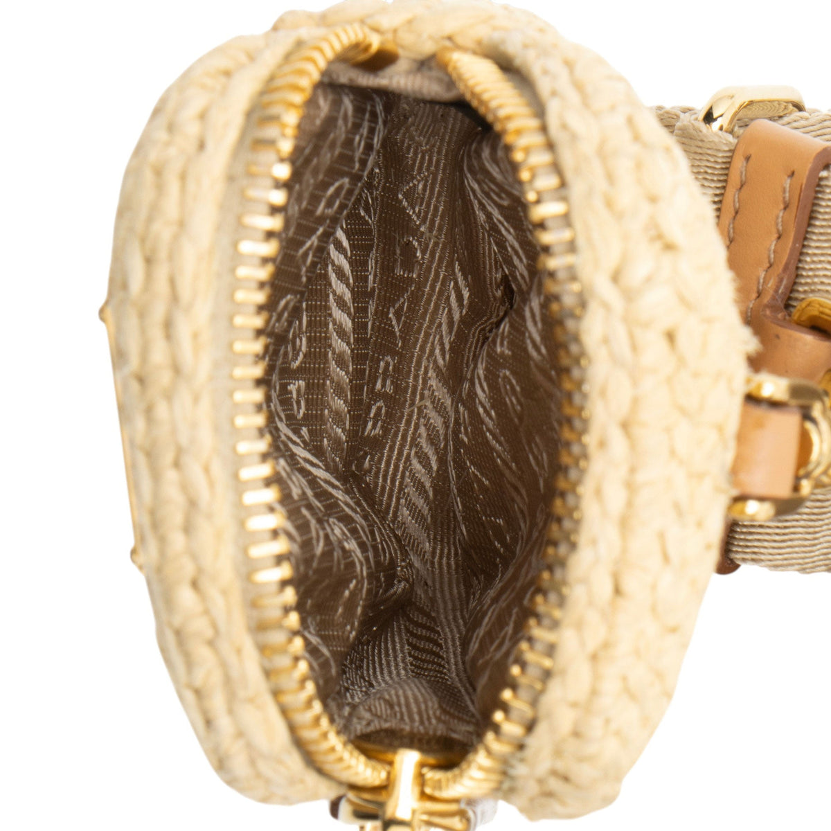 Prada Crochet Raffia Re-Edition 2005 Crossbody Bag - Beige