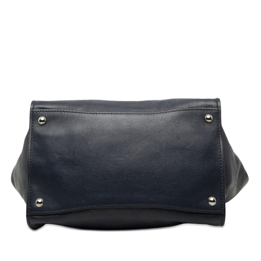 Prada Glace Calf Twin Pocket Double Handle Satchel - Blue
