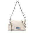Prada Glace Calfskin Studded Etiquette Flap Satchel - White