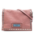 Prada Glace Calfskin Studded Etiquette Flap Crossbody Bag - Pink