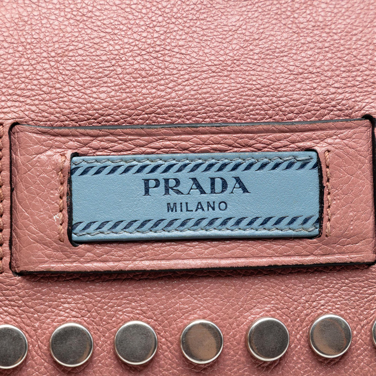 Prada Glace Calfskin Studded Etiquette Flap Crossbody Bag - Pink
