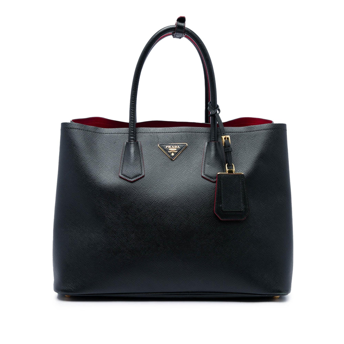 Prada Large Saffiano Cuir Double Satchel - Black