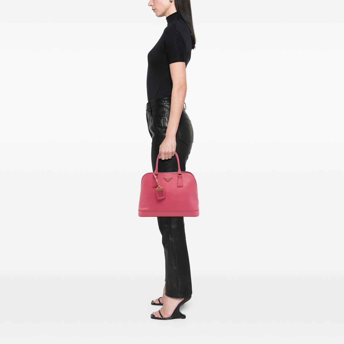 Prada Large Saffiano Lux Open Promenade Satchel - Pink