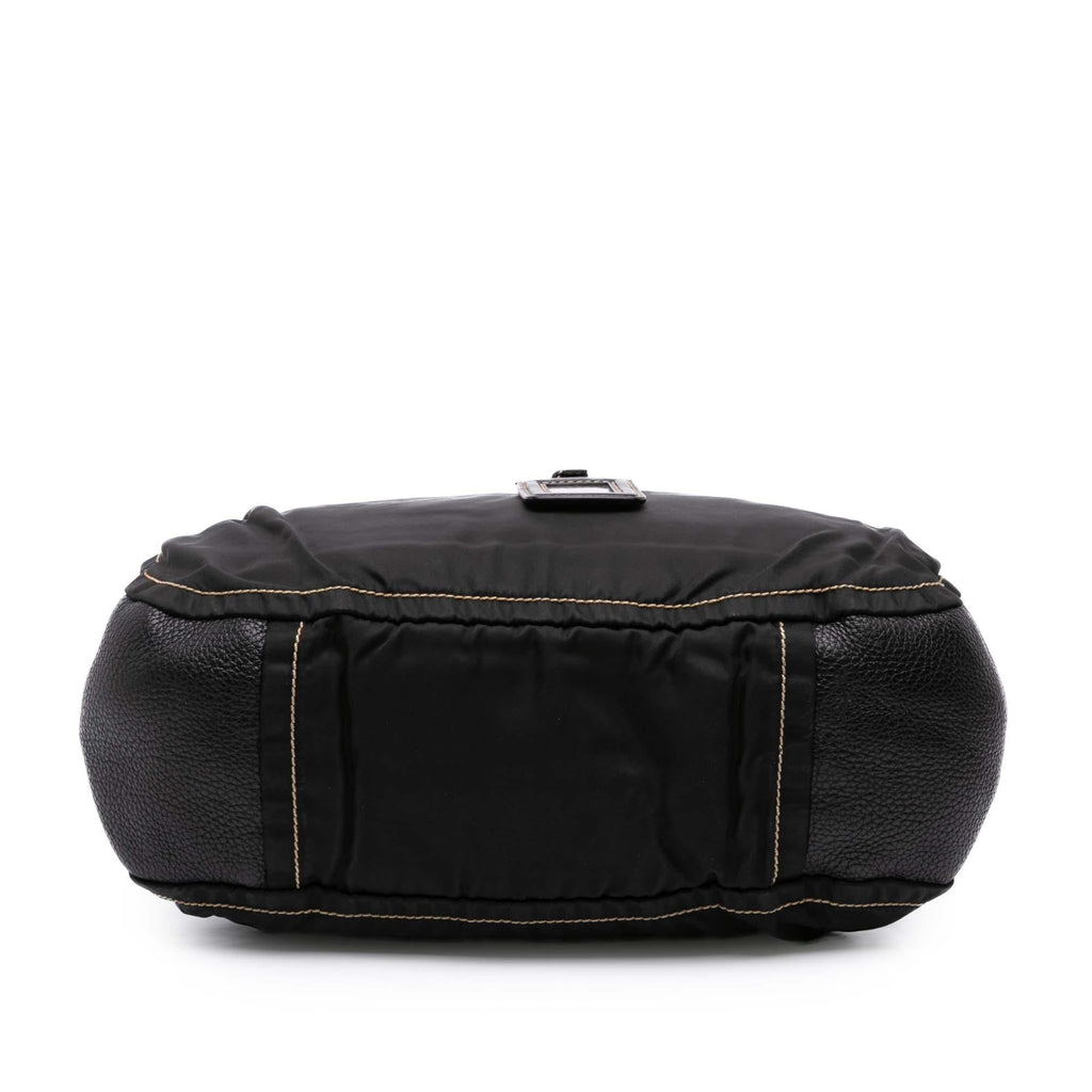 Prada Leather and Tessuto Shoulder Bag - Black