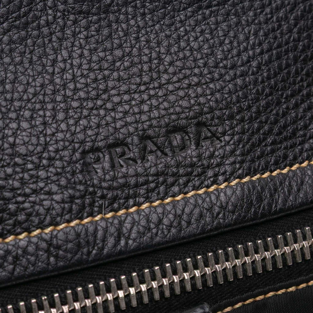 Prada Leather and Tessuto Shoulder Bag - Black