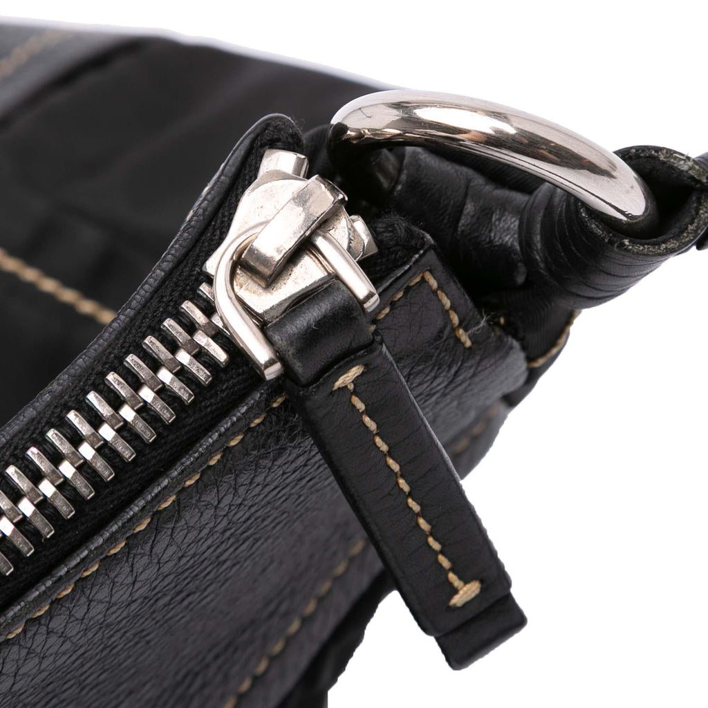Prada Leather and Tessuto Shoulder Bag - Black