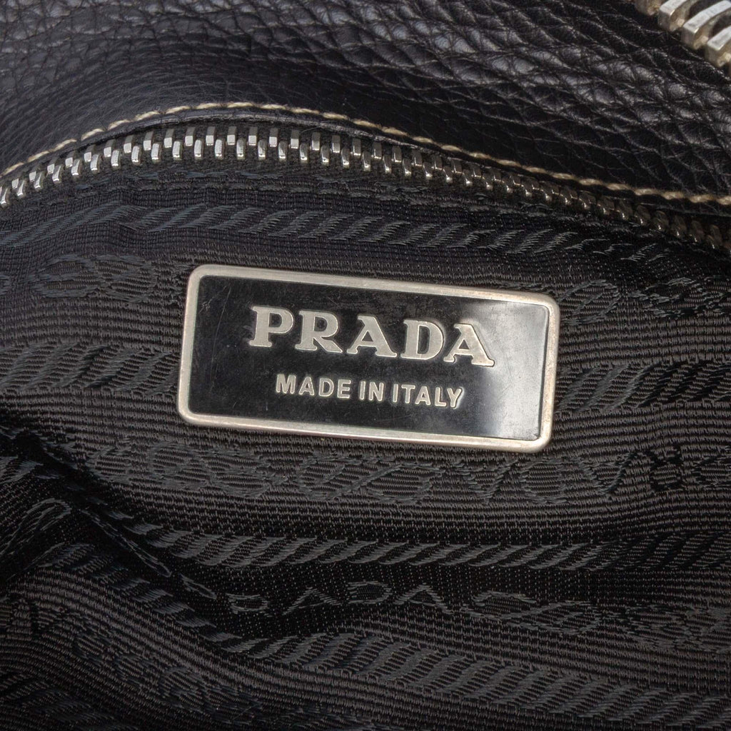 Prada Leather and Tessuto Shoulder Bag - Black