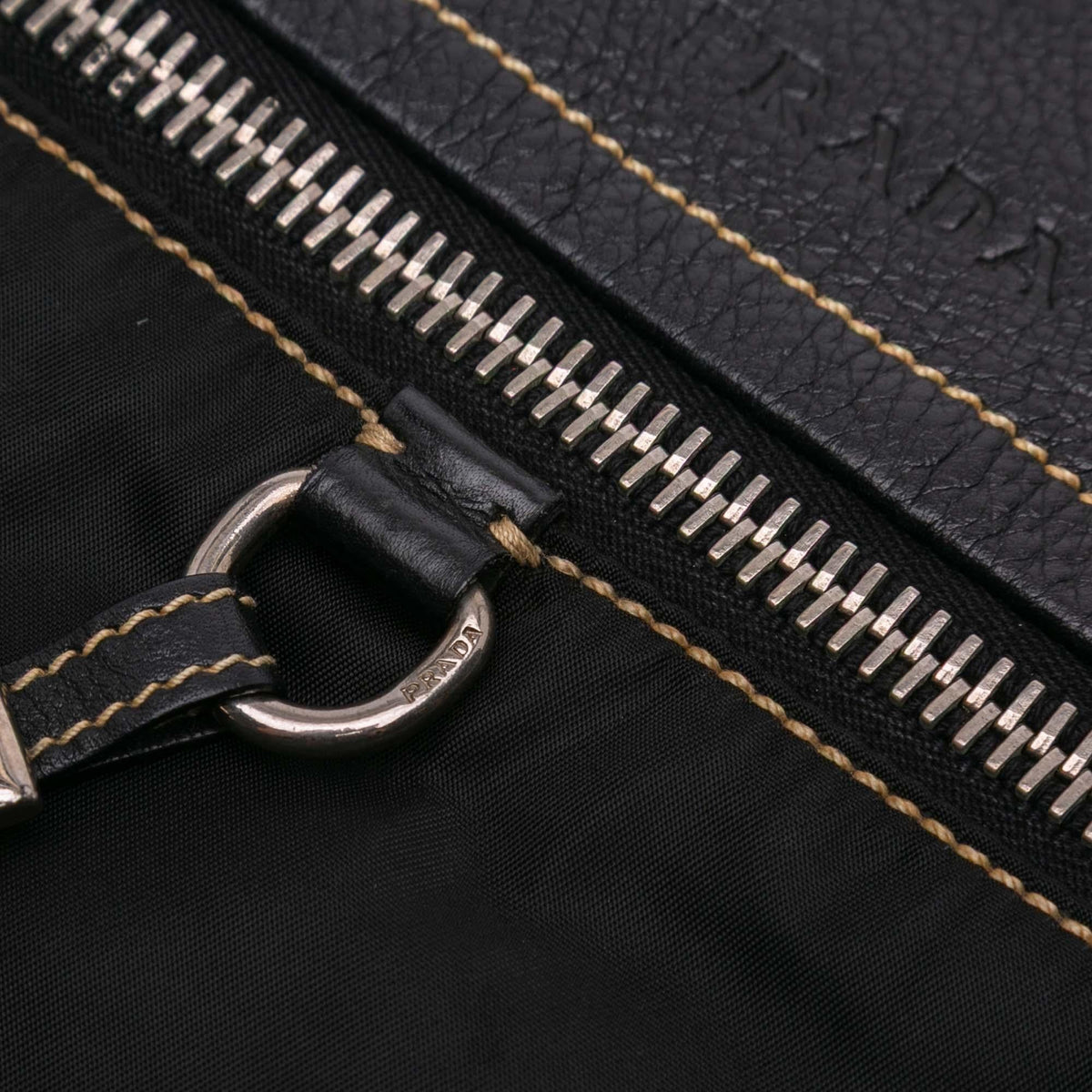 Prada Leather and Tessuto Shoulder Bag - Black