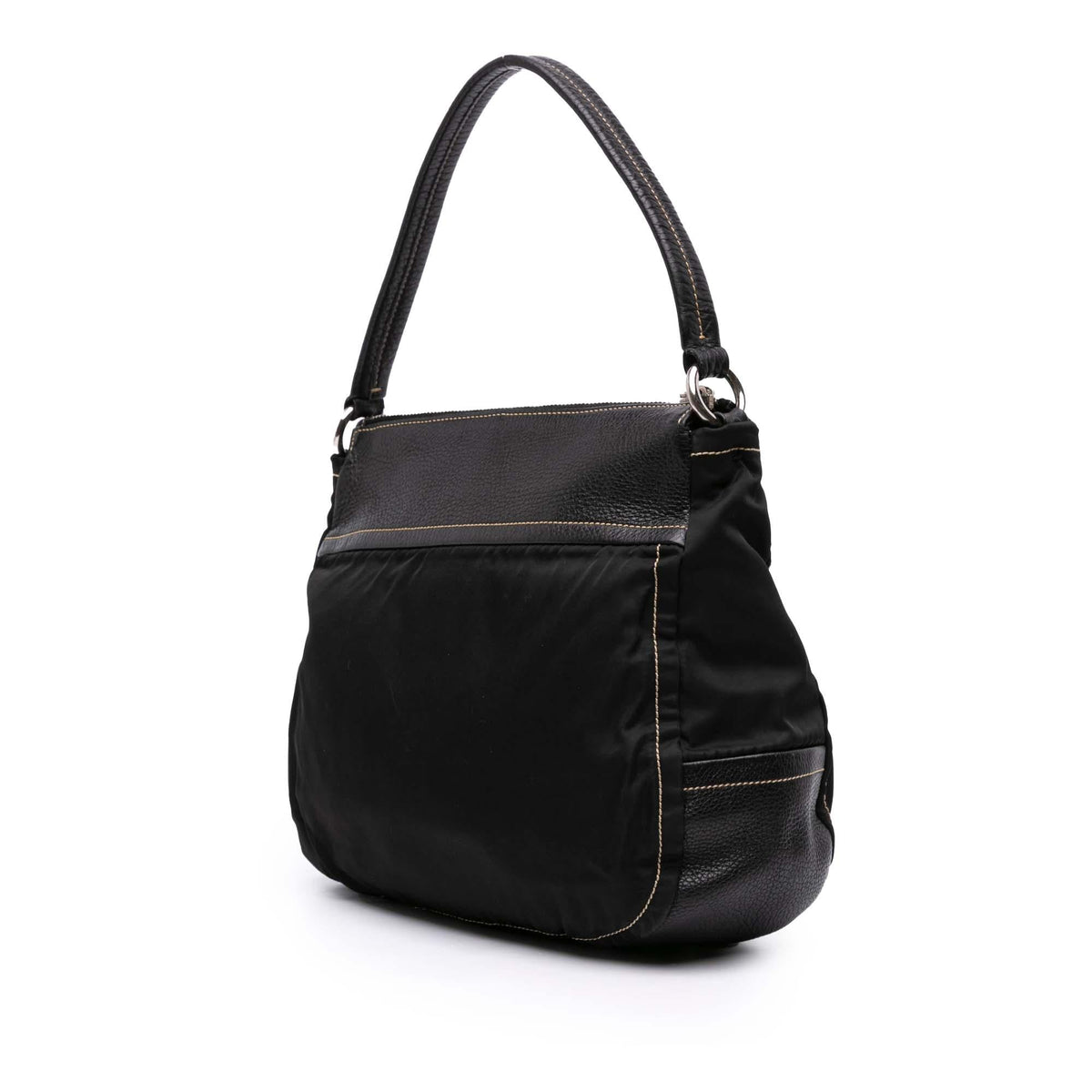 Prada Leather and Tessuto Shoulder Bag - Black