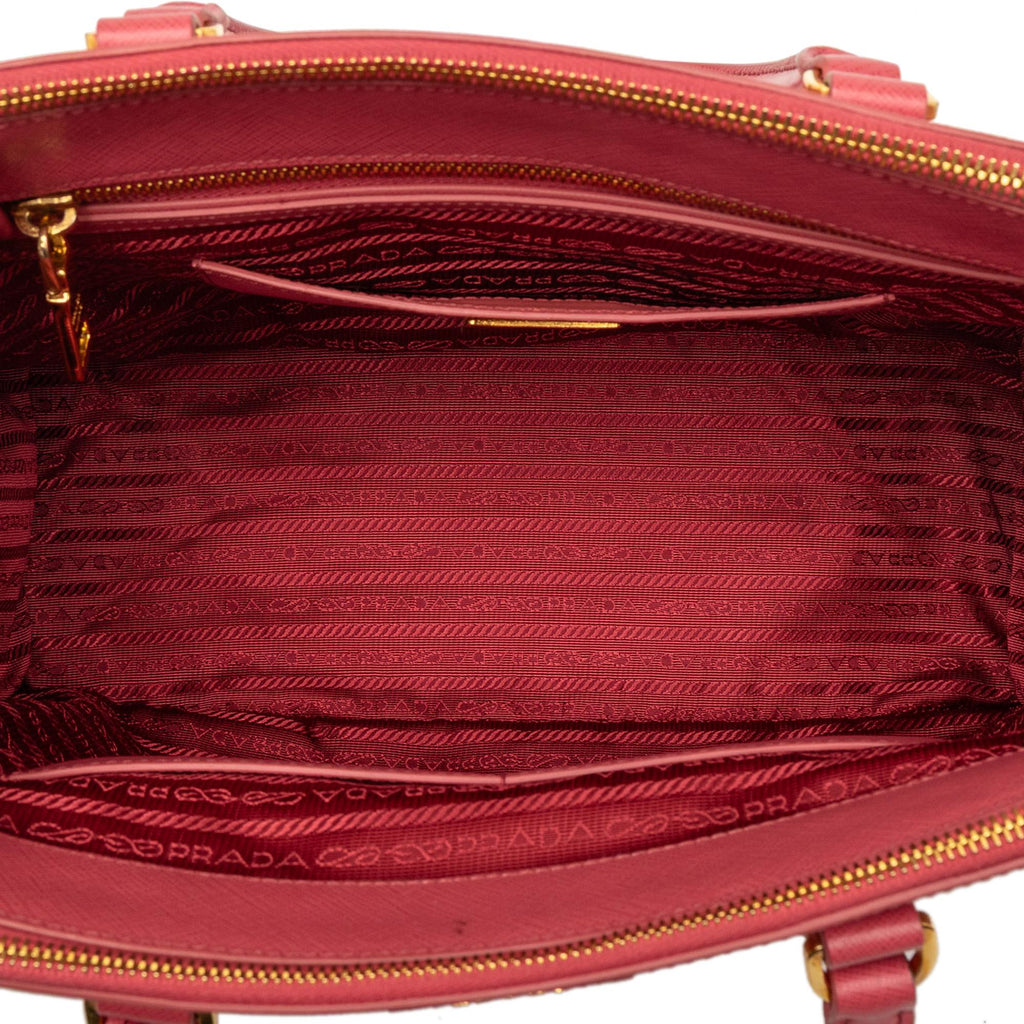 Prada Medium Saffiano Lux Galleria Double Zip Satchel - Pink
