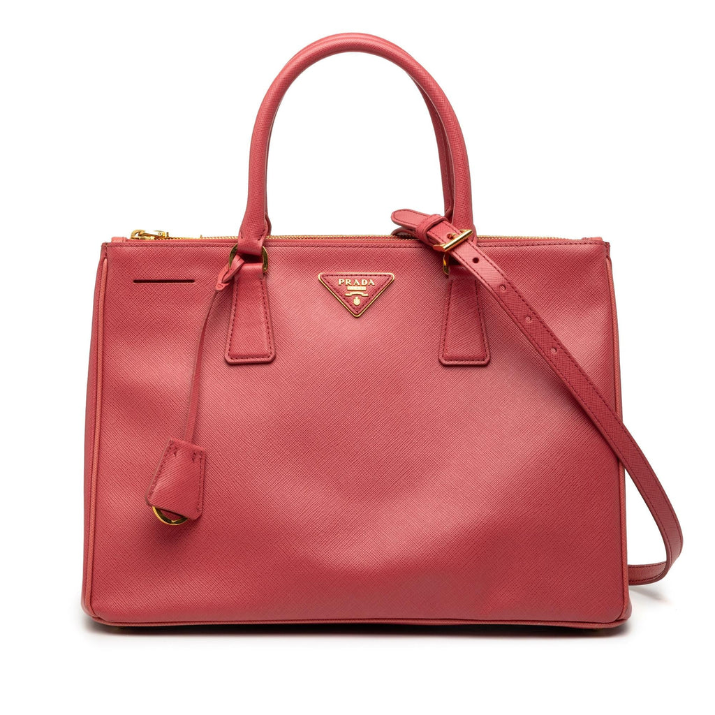 Prada Medium Saffiano Lux Galleria Double Zip Satchel - Pink