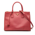 Prada Medium Saffiano Lux Galleria Double Zip Satchel - Pink