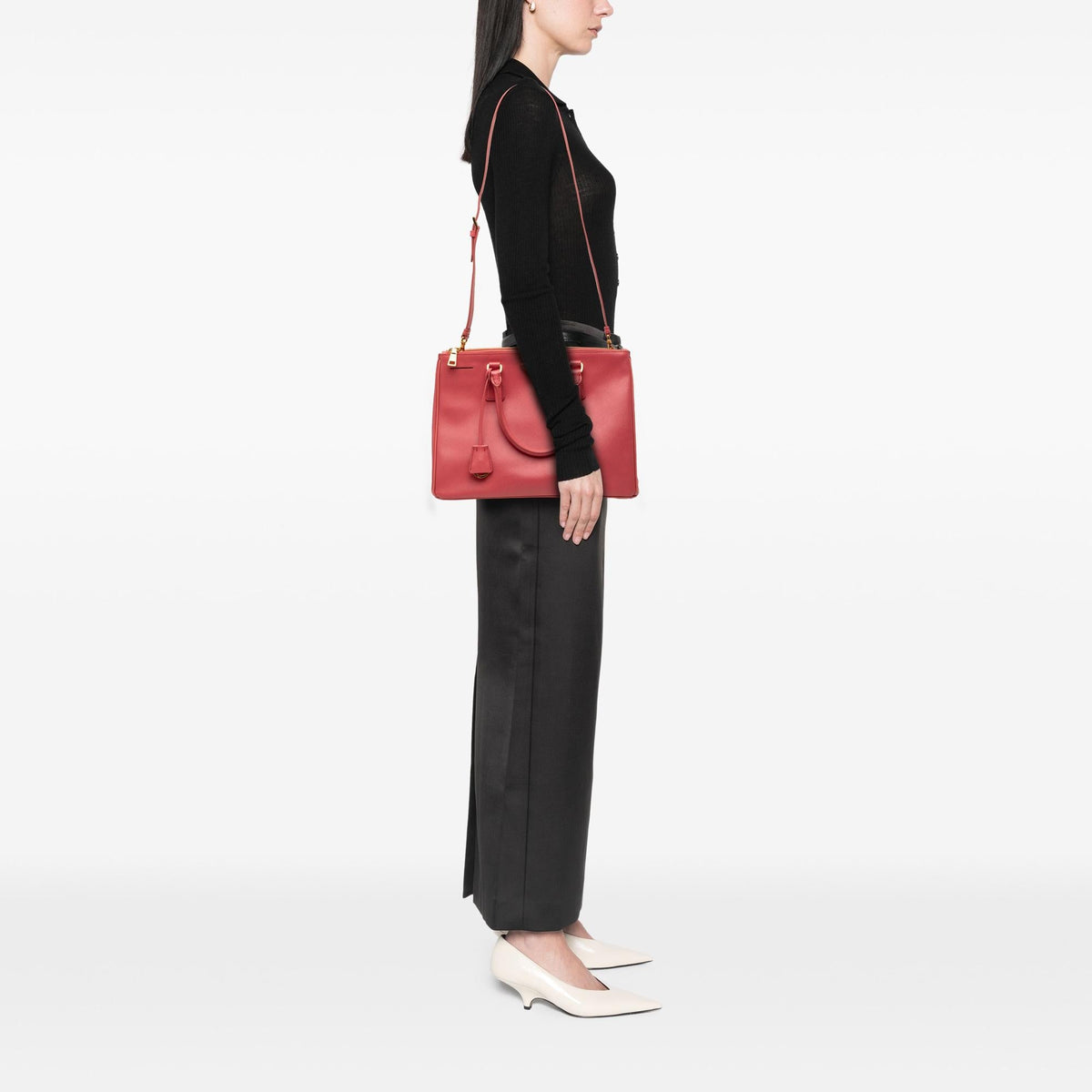 Prada Medium Saffiano Lux Galleria Double Zip Satchel - Pink