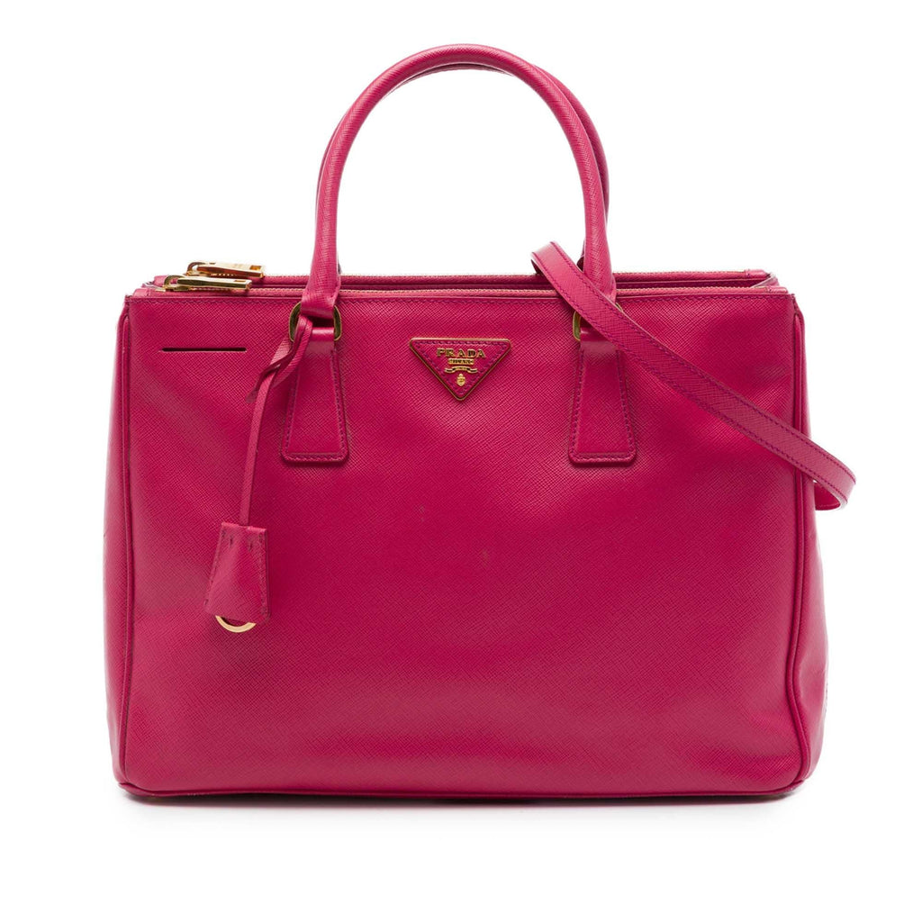 Prada Medium Saffiano Lux Galleria Double Zip Tote Bag - Pink