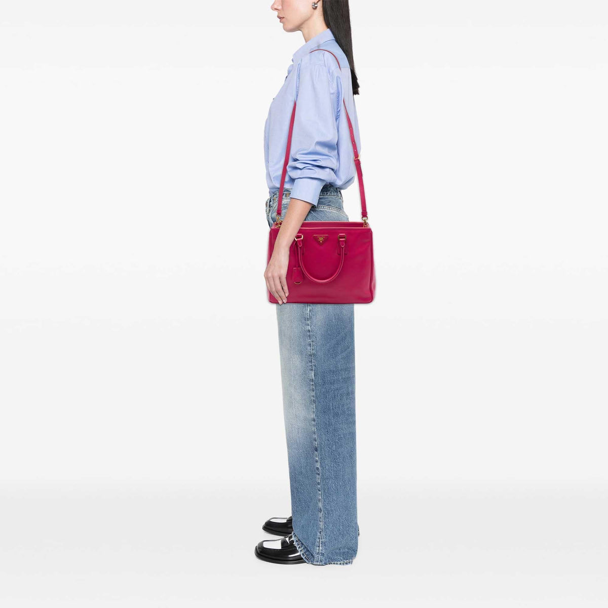 Prada Medium Saffiano Lux Galleria Double Zip Tote Bag - Pink