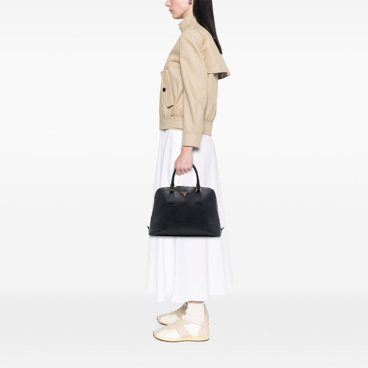 Prada Medium Saffiano Lux Promenade Satchel - Black