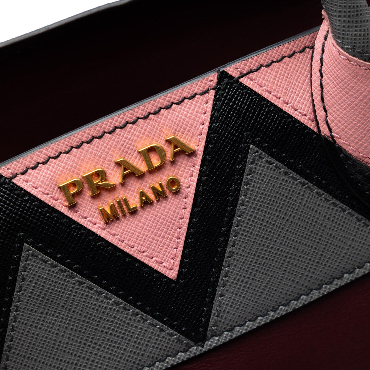 Prada Medium Saffiano Trimmed City Calf Greca Esplanade Satchel - Red
