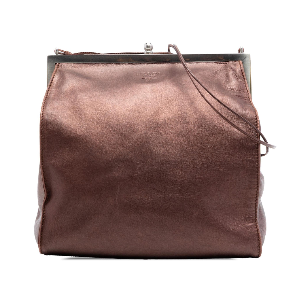 Prada Metallic Nappa Frame Crossbody Bag - Brown