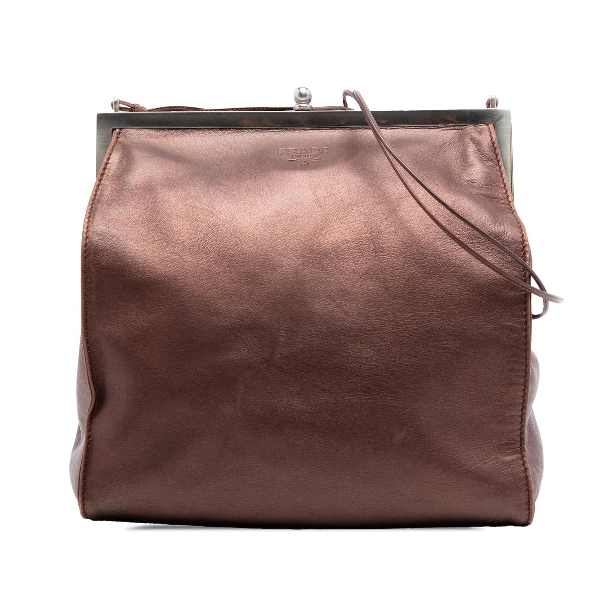 Prada Metallic Nappa Frame Crossbody Bag - Brown
