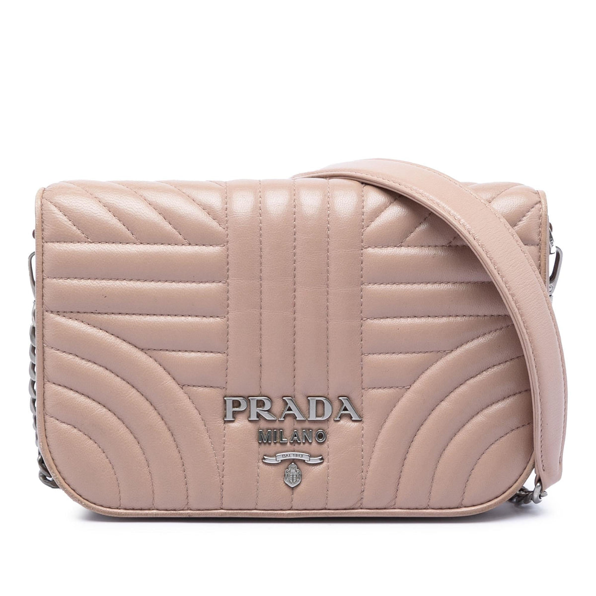 Prada Mini Soft Calf Impunture Diagramme Crossbody Bag - Brown