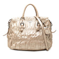 Prada Nappa Gaufre Satchel - Gold