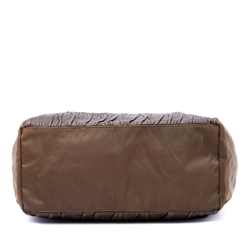 Prada Nappa Gaufre and Tessuto Tote Bag - Brown