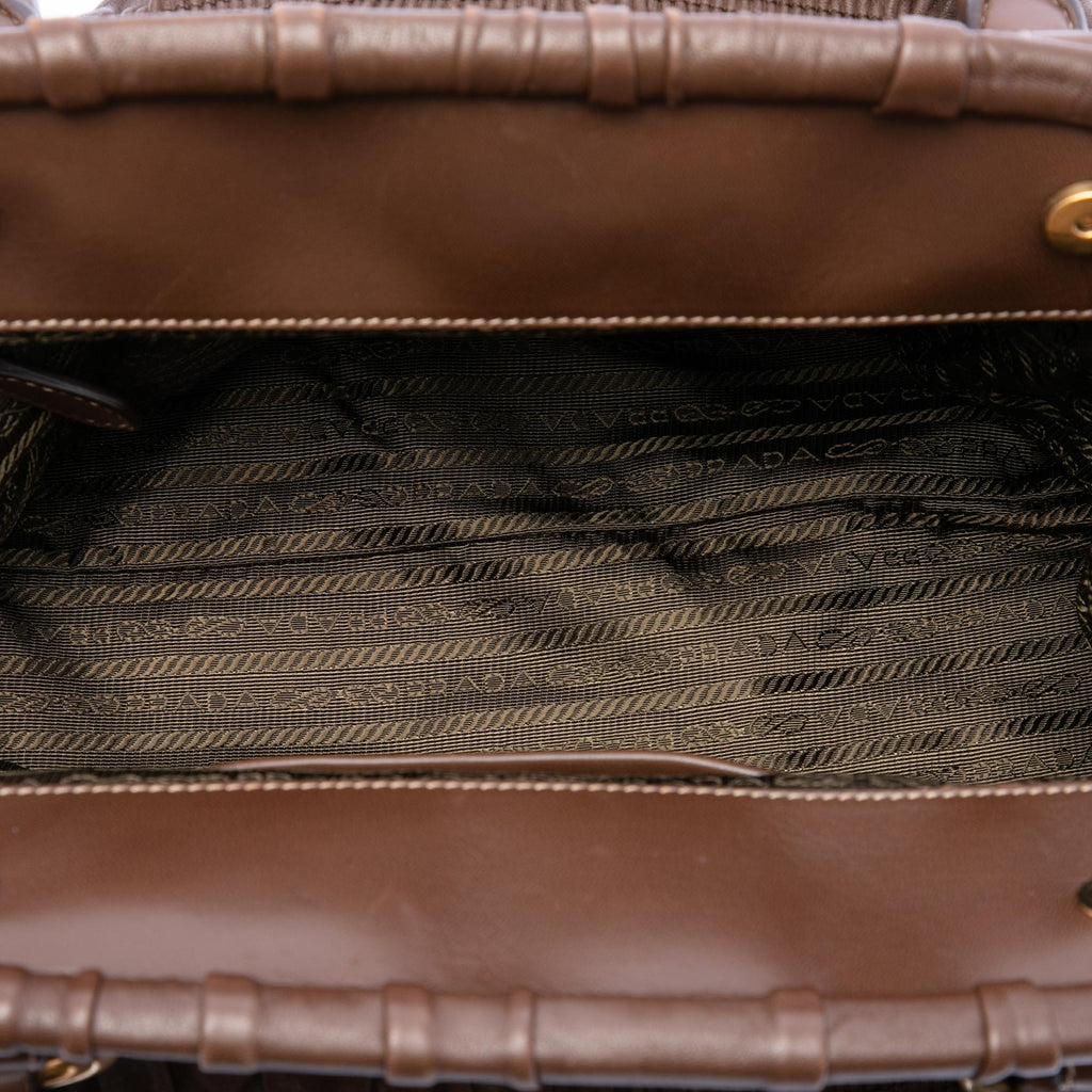 Prada Nappa Gaufre and Tessuto Tote Bag - Brown