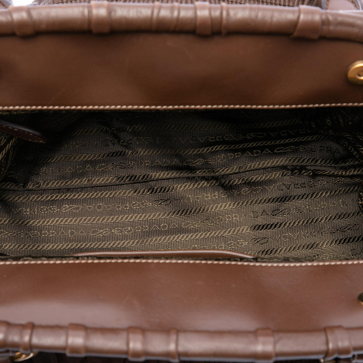 Prada Nappa Gaufre and Tessuto Tote Bag - Brown