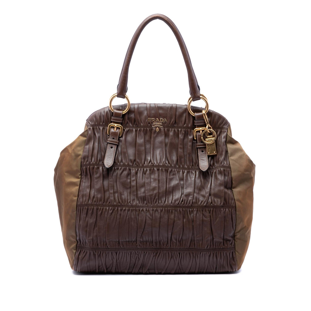 Prada Nappa Gaufre and Tessuto Tote Bag - Brown