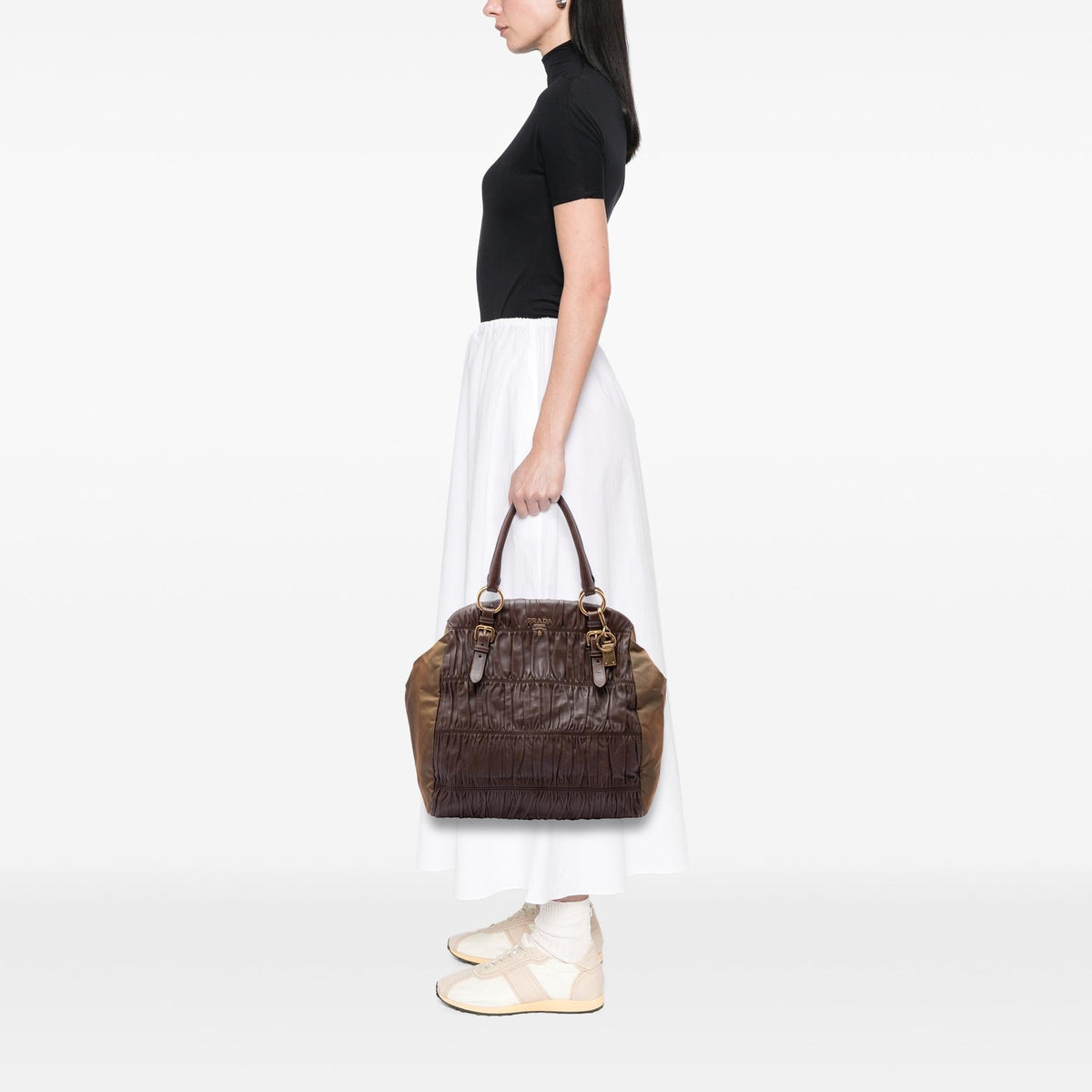 Prada Nappa Gaufre and Tessuto Tote Bag - Brown