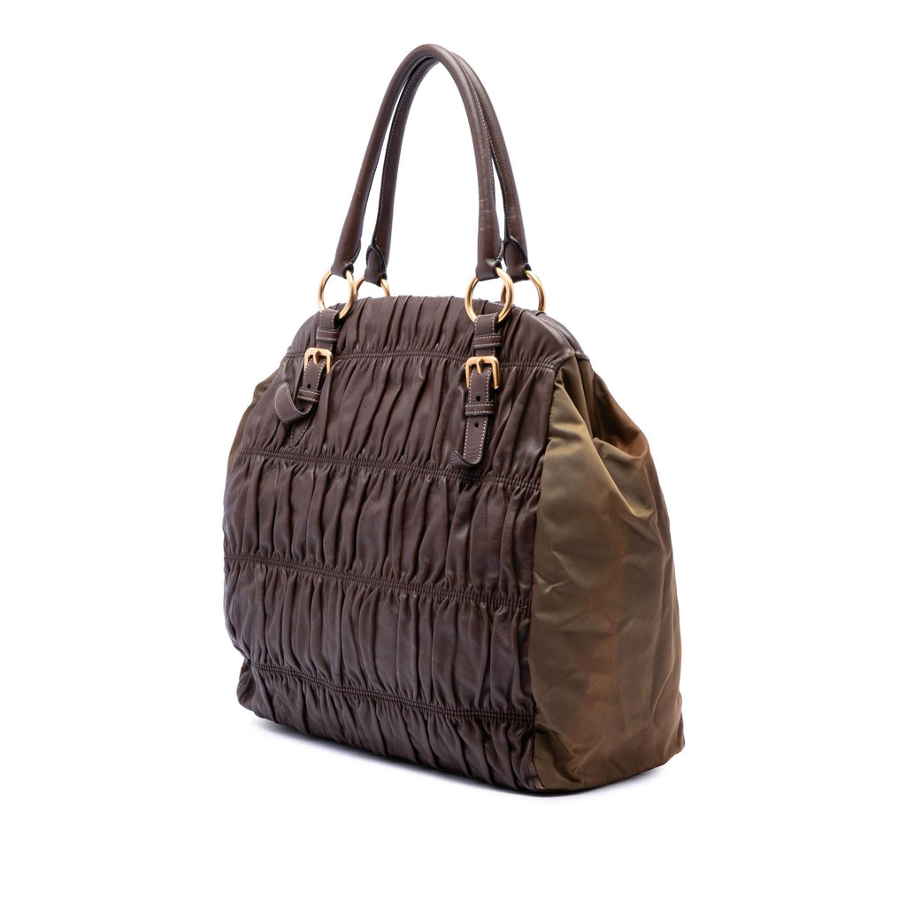 Prada Nappa Gaufre and Tessuto Tote Bag - Brown
