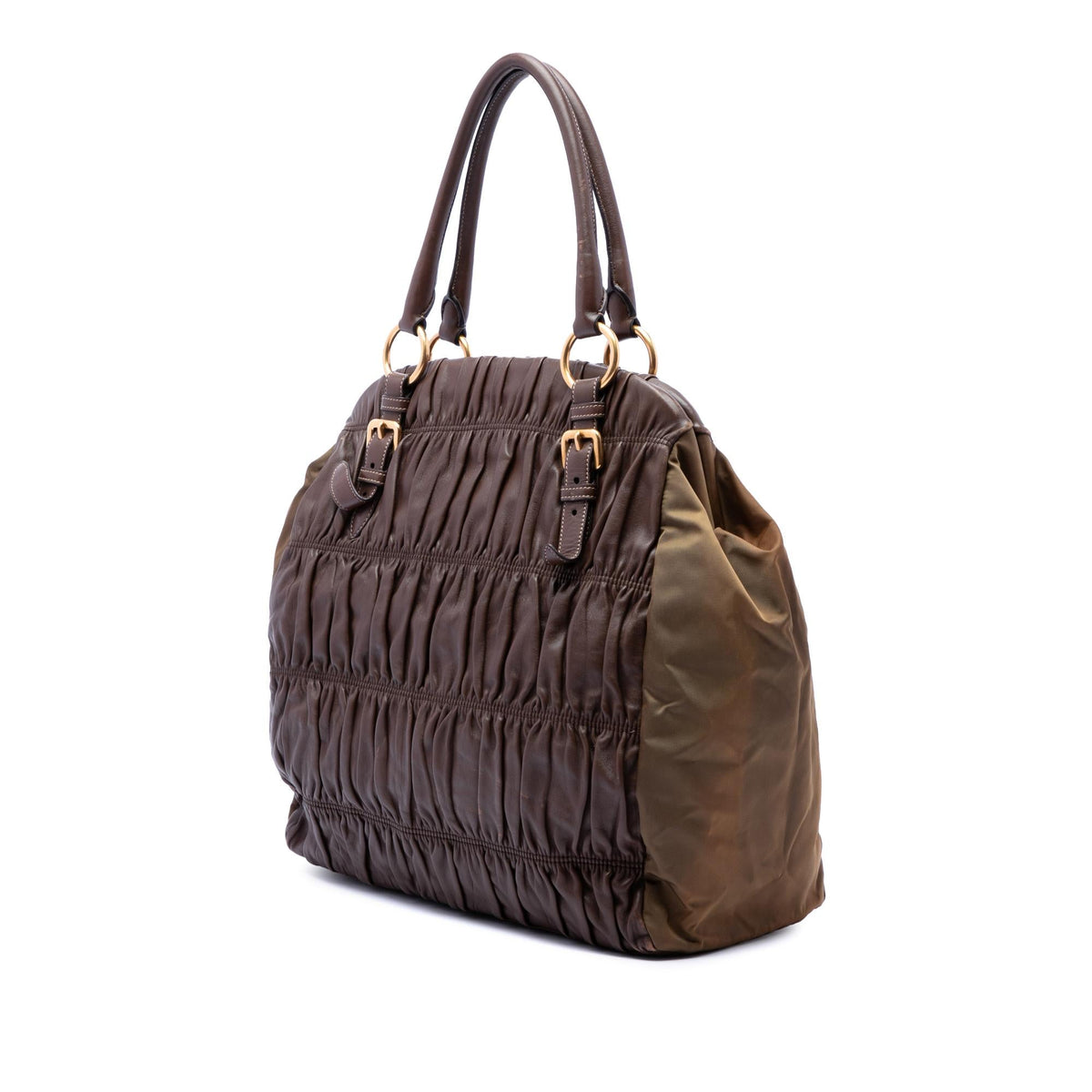Prada Nappa Gaufre and Tessuto Tote Bag - Brown