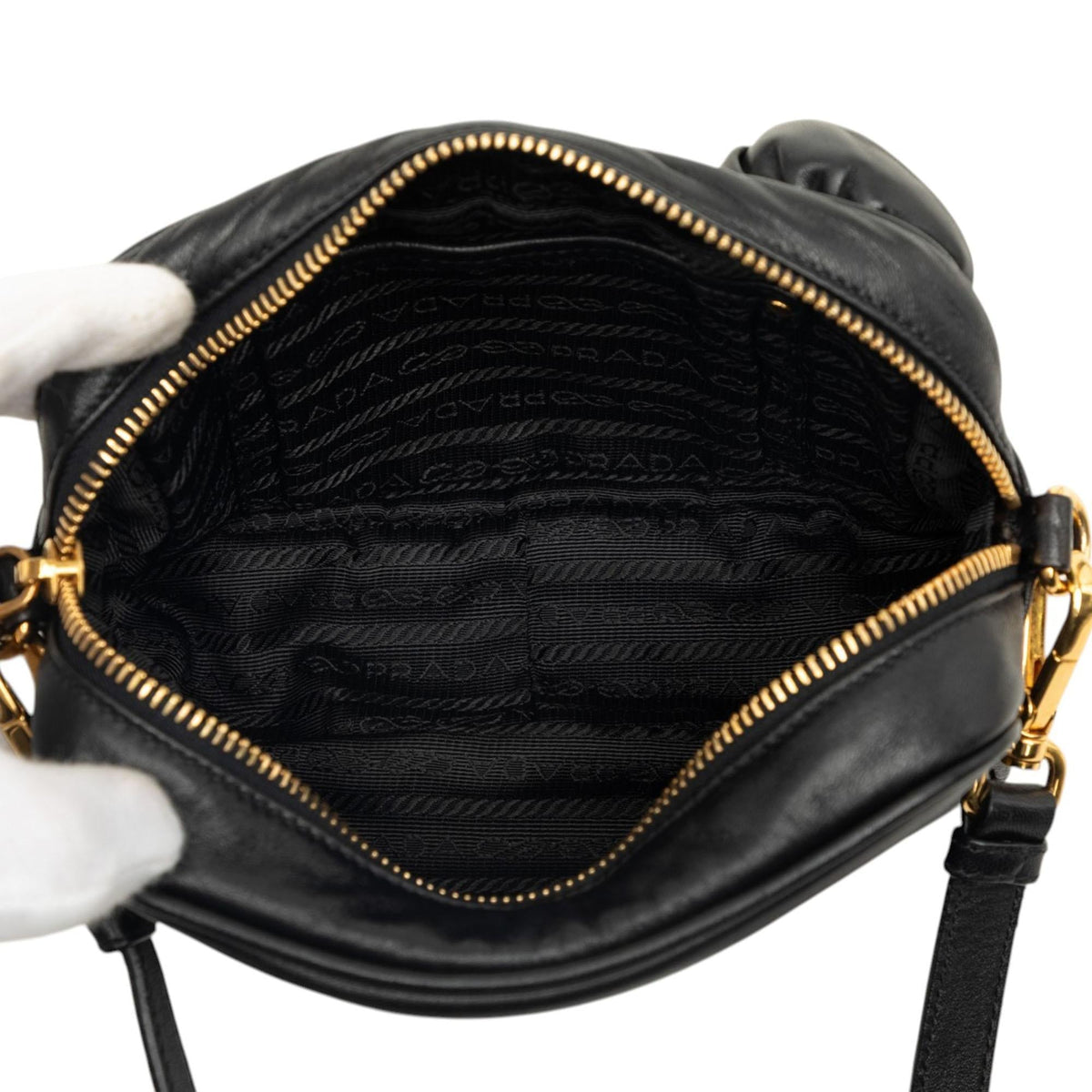 Prada Nappa Rosette Crossbody Bag - Black