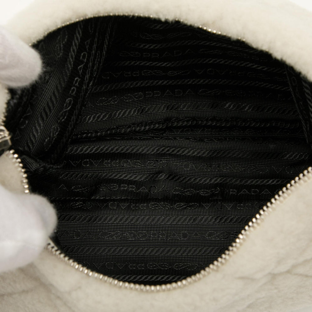 Prada Quilted Shearling Re Edition 2005 Crossbody Bag - White