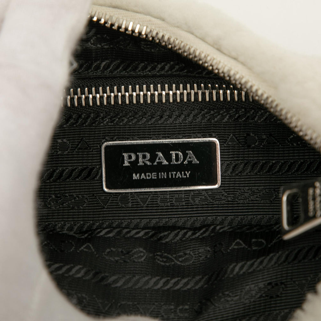 Prada Quilted Shearling Re Edition 2005 Crossbody Bag - White