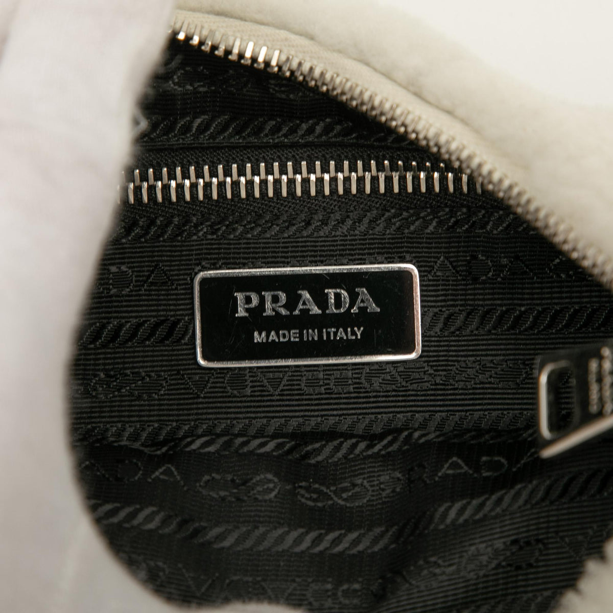 Prada Quilted Shearling Re Edition 2005 Crossbody Bag - White