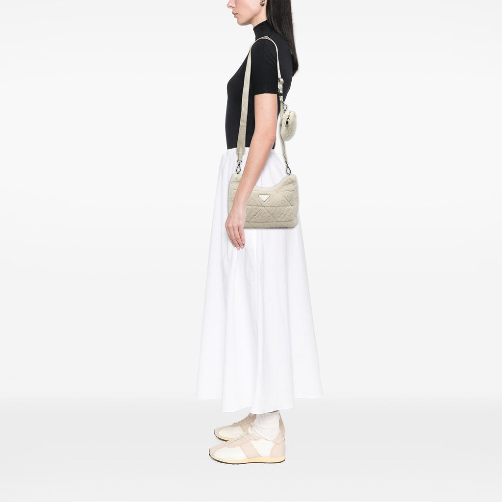 Prada Quilted Shearling Re Edition 2005 Crossbody Bag - White