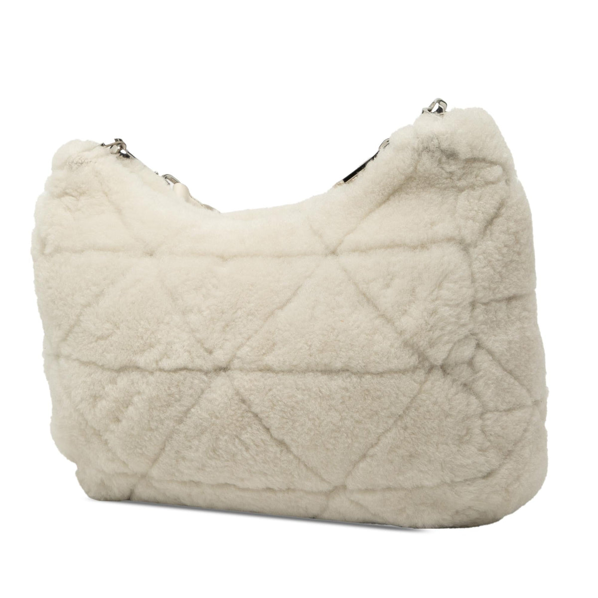 Prada Quilted Shearling Re Edition 2005 Crossbody Bag - White