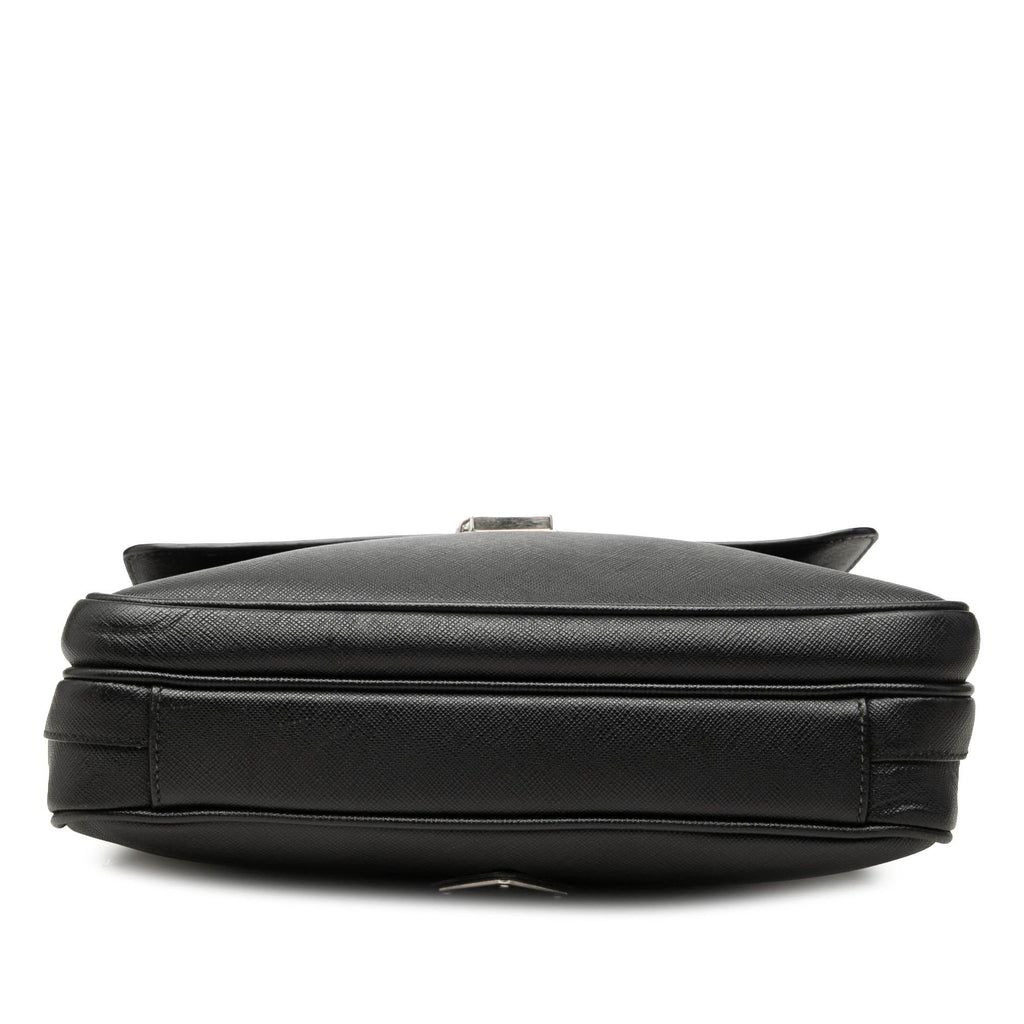 Prada Saffiano Buckle Messenger Bag - Black