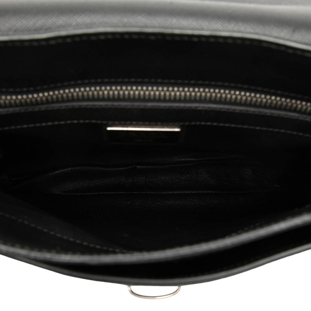 Prada Saffiano Buckle Messenger Bag - Black