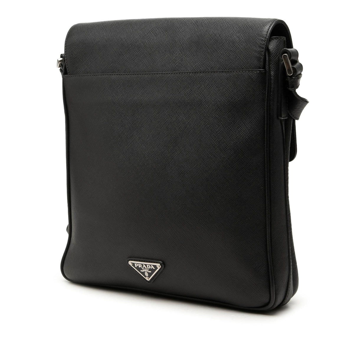 Prada Saffiano Buckle Messenger Bag - Black