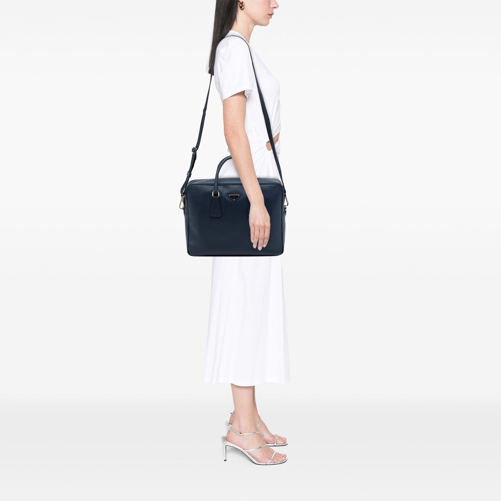 Prada Saffiano Business Bag - Blue