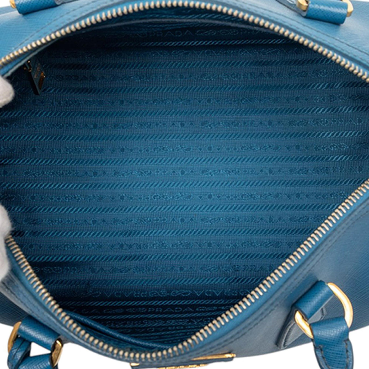 Prada Saffiano Lux Boston Bag - Blue