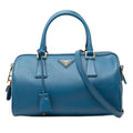 Prada Saffiano Lux Boston Bag - Blue
