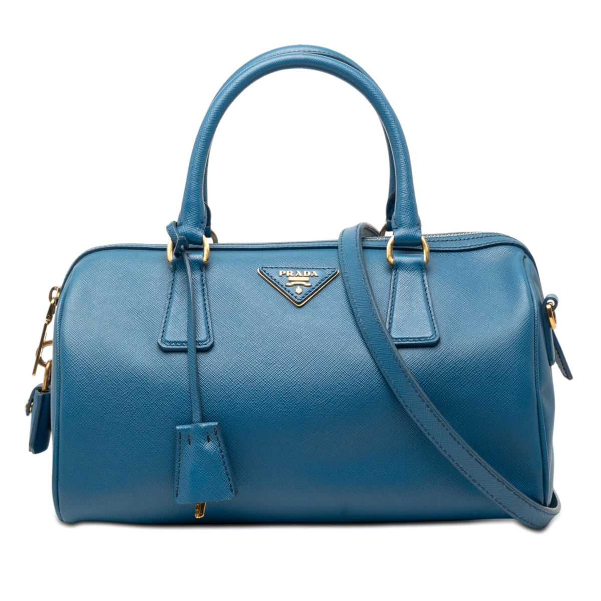 Prada Saffiano Lux Boston Bag - Blue
