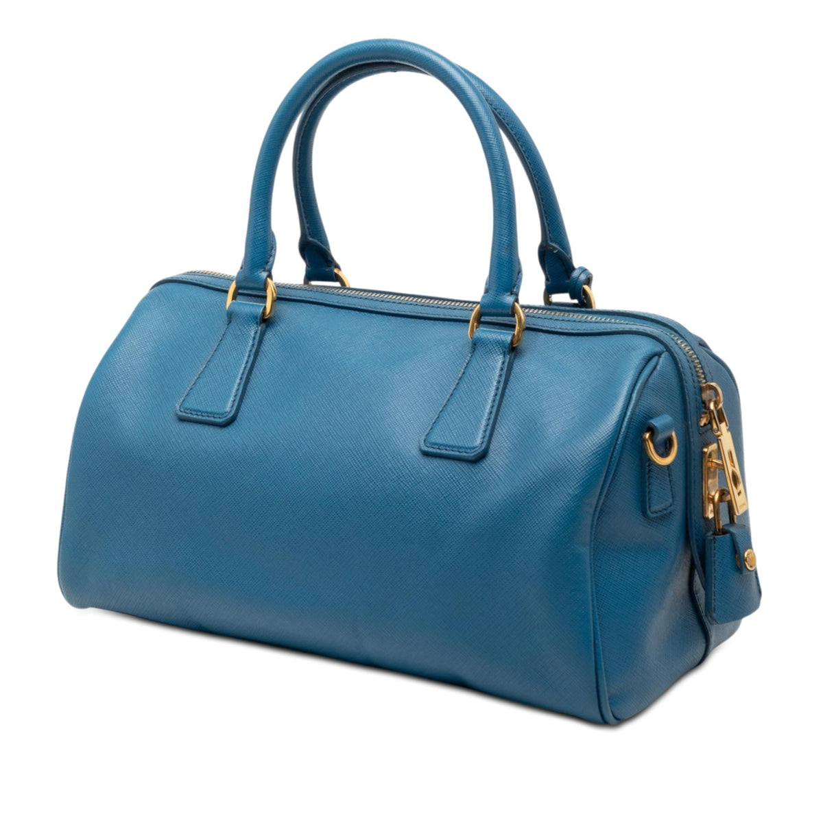 Prada Saffiano Lux Boston Bag - Blue