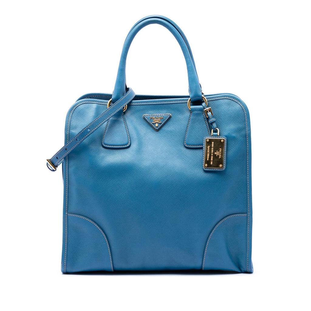 Prada Saffiano Lux Shopping Tote Bag - Blue