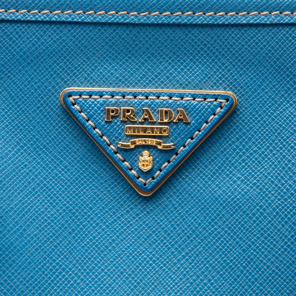 Prada Saffiano Lux Shopping Tote Bag - Blue