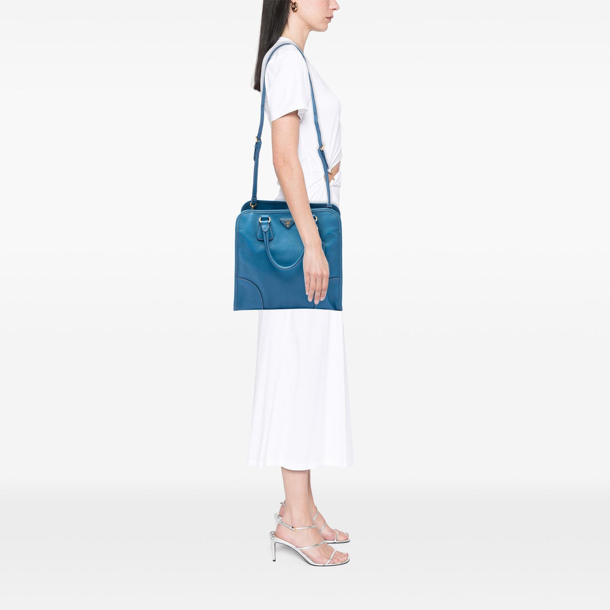 Prada Saffiano Lux Shopping Tote Bag - Blue